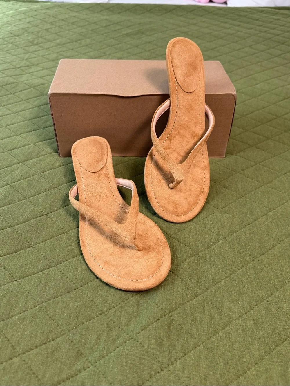 Suede Tan Women's Thong Sandals